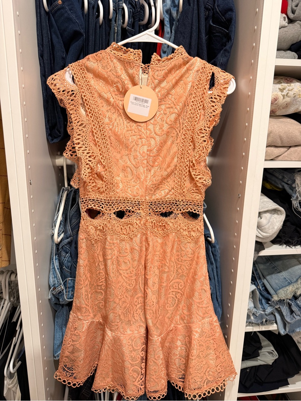 Lace Flutter Mini Dress in Peach – Elegant Women's Cocktail Dress